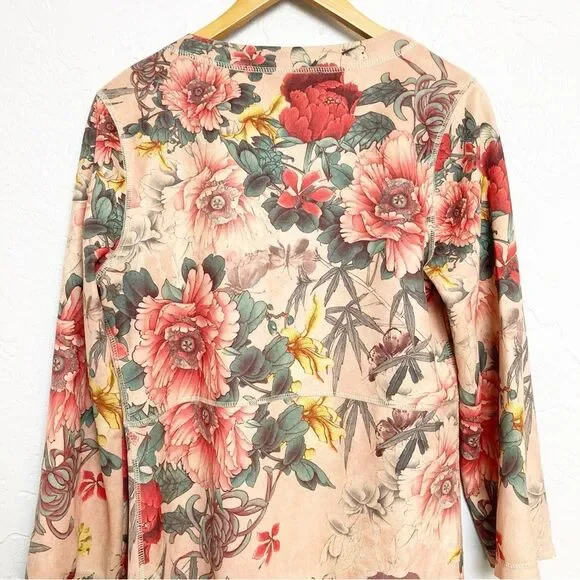 SolitaireMauve Floral Large Print Open Front Jacket Small